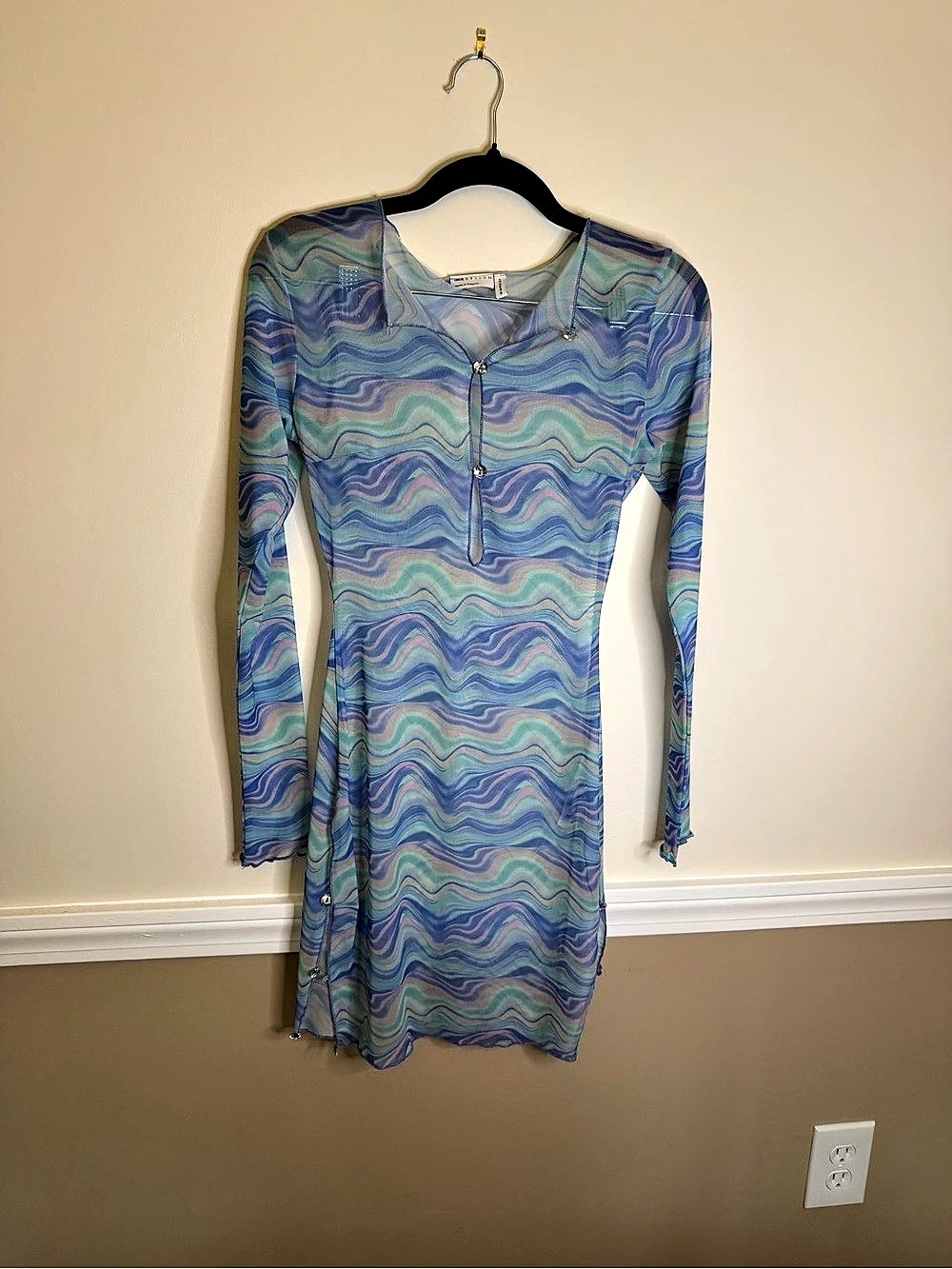 ASOS DESIGN Abstract Wavy Print Mini Dress Size 0